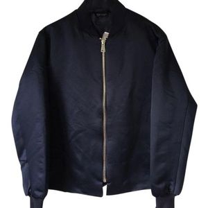 Topshop navy silk bomber jacket